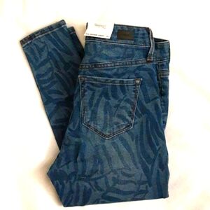Women's Skinnygirl Paul High-Rise Denim Jeans Zebra Animal Print, Blue